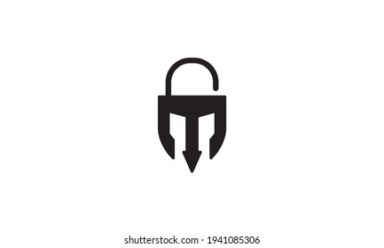 padlock with warrior logo vector symbol icon design illustration