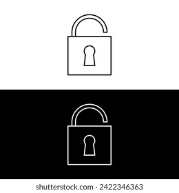 Padlock Web line icon on white and black background