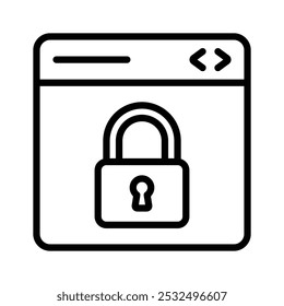 Vorhängeschloss mit Webseiten-Symbol für Website-Schutz