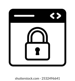 Vorhängeschloss mit Webseiten-Symbol für Website-Schutz