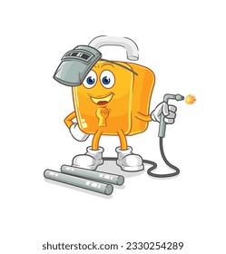 the padlock welder mascot. cartoon vector