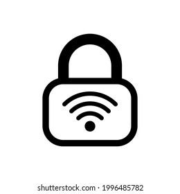 padlock with wi-fi symbol icon