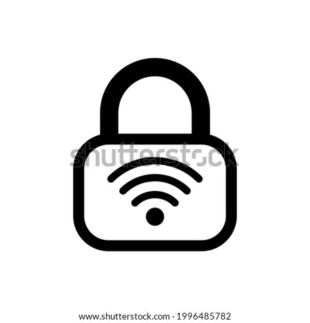padlock with wi-fi symbol icon