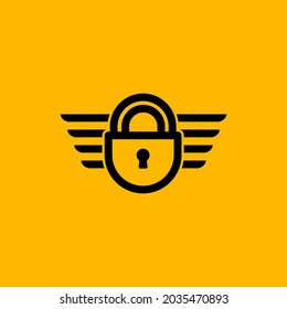 logotipo de candado y alas .ilustración vectorial para logotipo o icono
