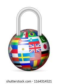Padlock world flags on a white background.