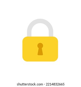 Padlock yellow color flat style isolated on white background.Lock icon.