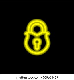 Padlock yellow glowing neon ui ux icon. Glowing sign logo vector