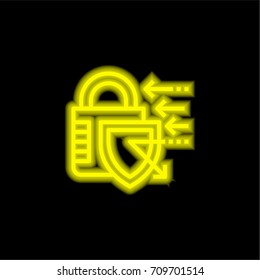 Padlock yellow glowing neon ui ux icon. Glowing sign logo vector