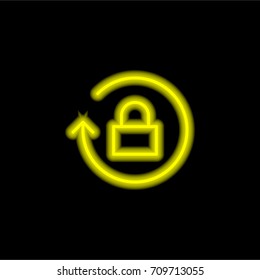 Padlock yellow glowing neon ui ux icon. Glowing sign logo vector