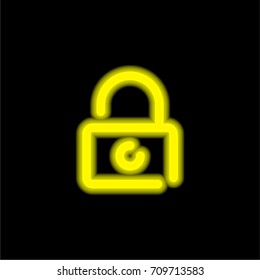 Padlock yellow glowing neon ui ux icon. Glowing sign logo vector