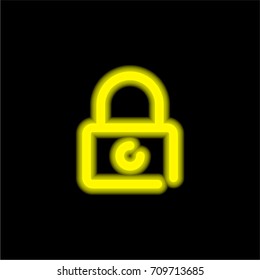 Padlock yellow glowing neon ui ux icon. Glowing sign logo vector