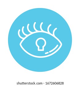 padlocked eye, block and flat style icon vector illustration design