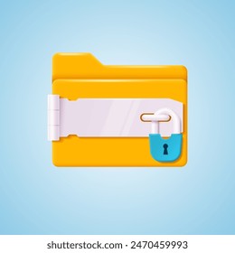 Padlocked folder icon. Data security and privacy concept. Vector illustration.