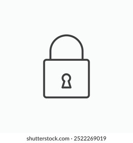 Padlockline in Thin line black color. flat simple vector symbols illustration.