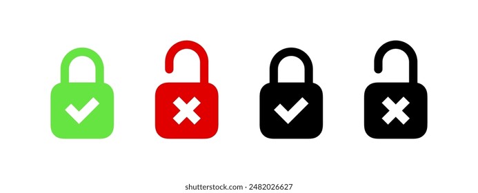 Padlocks with a check mark symbols