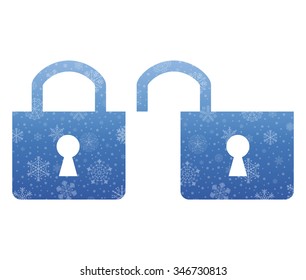 padlocks christmas icon with snow