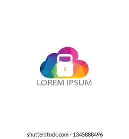 Padlocks clouds symbol logo icon. Cloud security logo design.