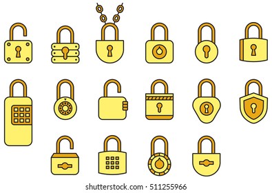 PADLOCKS filled line icons