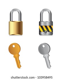 padlocks with keys isolated over white background. vector