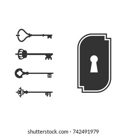 padlocks with keys isolated over white background. vector