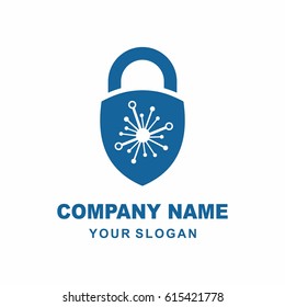 Padlocks and shields, creative concept of network security logo design 