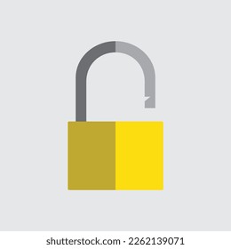 Padlocks vector illustration, icon, symbol. Yellow padlocks openunlock isolated on white background