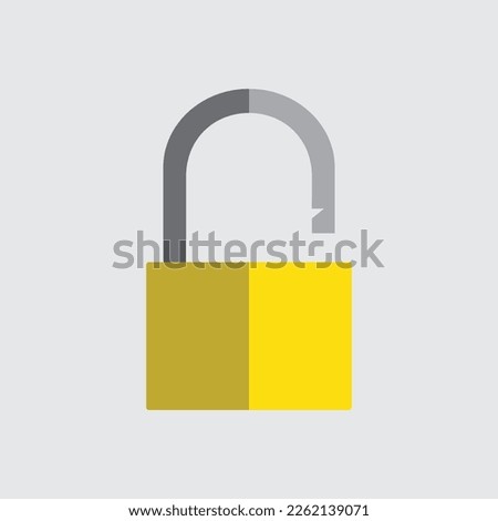 Padlocks vector illustration, icon, symbol. Yellow padlocks openunlock isolated on white background