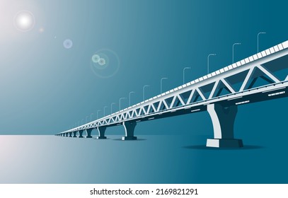 Padma bridge in Bangladesh Vector 3D illustration.