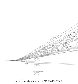 Padma Bridge Illustration Line Art