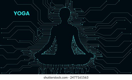 Padmasana Perfection Find Tranquility and Focus in Lotus Pose Meditative Silhouette  Person in Lotus Pose Padmasana with YOGA above on Black Background