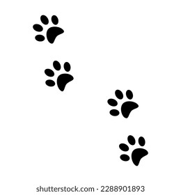 Pads of cat paws. Kitty paw prints. Pets and wild animals. Simple black and white vector isolated on white background