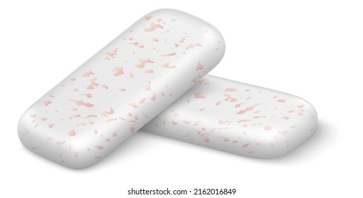 Pads chewing gum. Realistic bubblegum. Dental hygiene. Teeth care. Refreshing yummy candies with pellets. Oral freshener. Spearmint munching pills. Vector whitening chewy