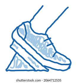 Pads Running from Low Start sketch icon vector. Hand drawn blue doodle line art Pads Running from Low Start sign. isolated symbol illustration