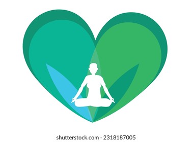 Padsamana or The Lotus Pose on an abstract heart. Editable Clip Art.