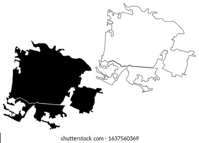 Padua City (Italian Republic, Italy, Veneto) map vector illustration, scribble sketch City of Padua map