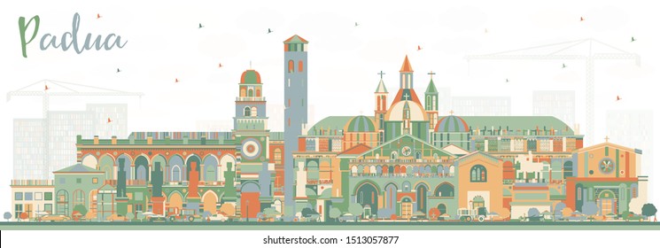 Padua Italy City Skyline with Color Buildings. Vector Illustration. Business Travel and Concept with Historic Architecture. Padua Cityscape with Landmarks. 