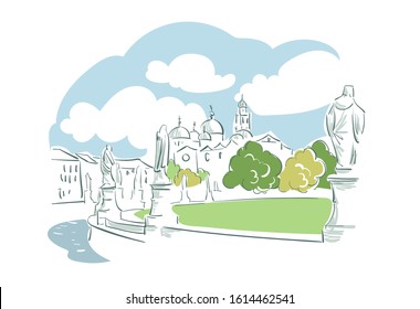 Padua Italy Europe vector sketch city illustration line art