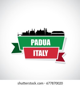 Padua skyline - Italy - ribbon banner - vector illustration