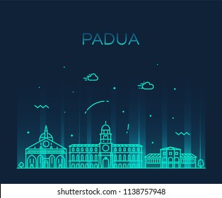 Padua skyline, northern Italy. Trendy vector illustration, linear style