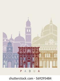 Padua skyline poster in editable vector file