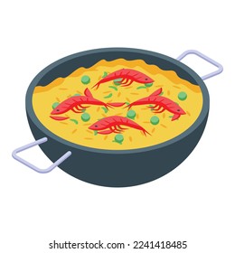 Paella cuisine icon isometric vector. Spanish food. Lunch meal