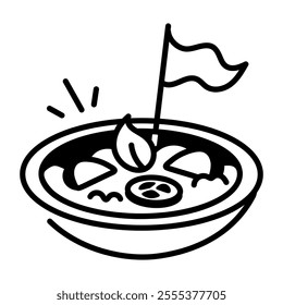 Paella dish icon in hand drawn style 
