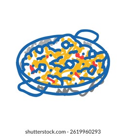paella dish spanish cuisine doodle icon sketch vector. paella dish spanish cuisine sign. isolated symbol illustration