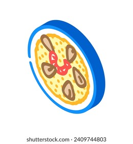 paella dish spanish cuisine isometric icon vector. paella dish spanish cuisine sign. isolated symbol illustration
