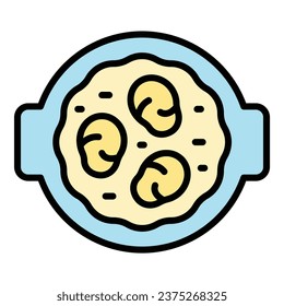 Paella food icon outline vector. Spanish seafood. Cooking fish color flat