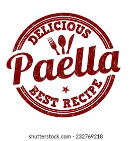 Paella grunge rubber stamp on white background, vector illustration