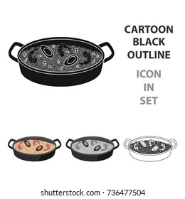 Paella icon in cartoon style isolated on white background. Spain country symbol stock vector illustration.