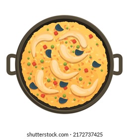 Paella icon cartoon vector. Spanish food. Menu dish