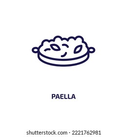 paella icon from kitchen collection. Thin linear paella, food, lunch outline icon isolated on white background. Line vector paella sign, symbol for web and mobile