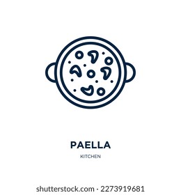 paella icon from kitchen collection. Thin linear paella, food, spanish outline icon isolated on white background. Line vector paella sign, symbol for web and mobile